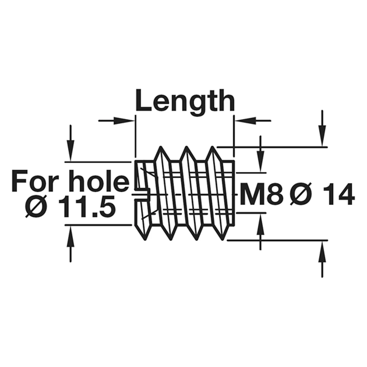 M08 SCREW IN SLEEVE D14.0x15 BRI x100 - Image 3