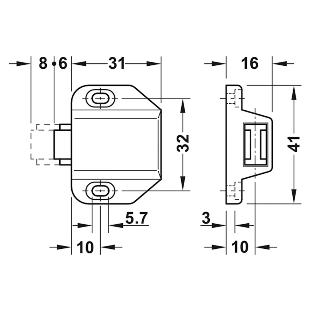 MAGNET PRESS CATCH 1.8KG PL/BLK - Image 2