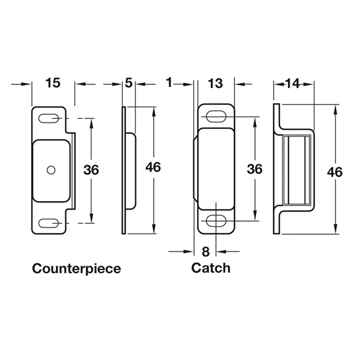 MAGNETIC CATCH 6KG 46x15 ST/NP - Image 2
