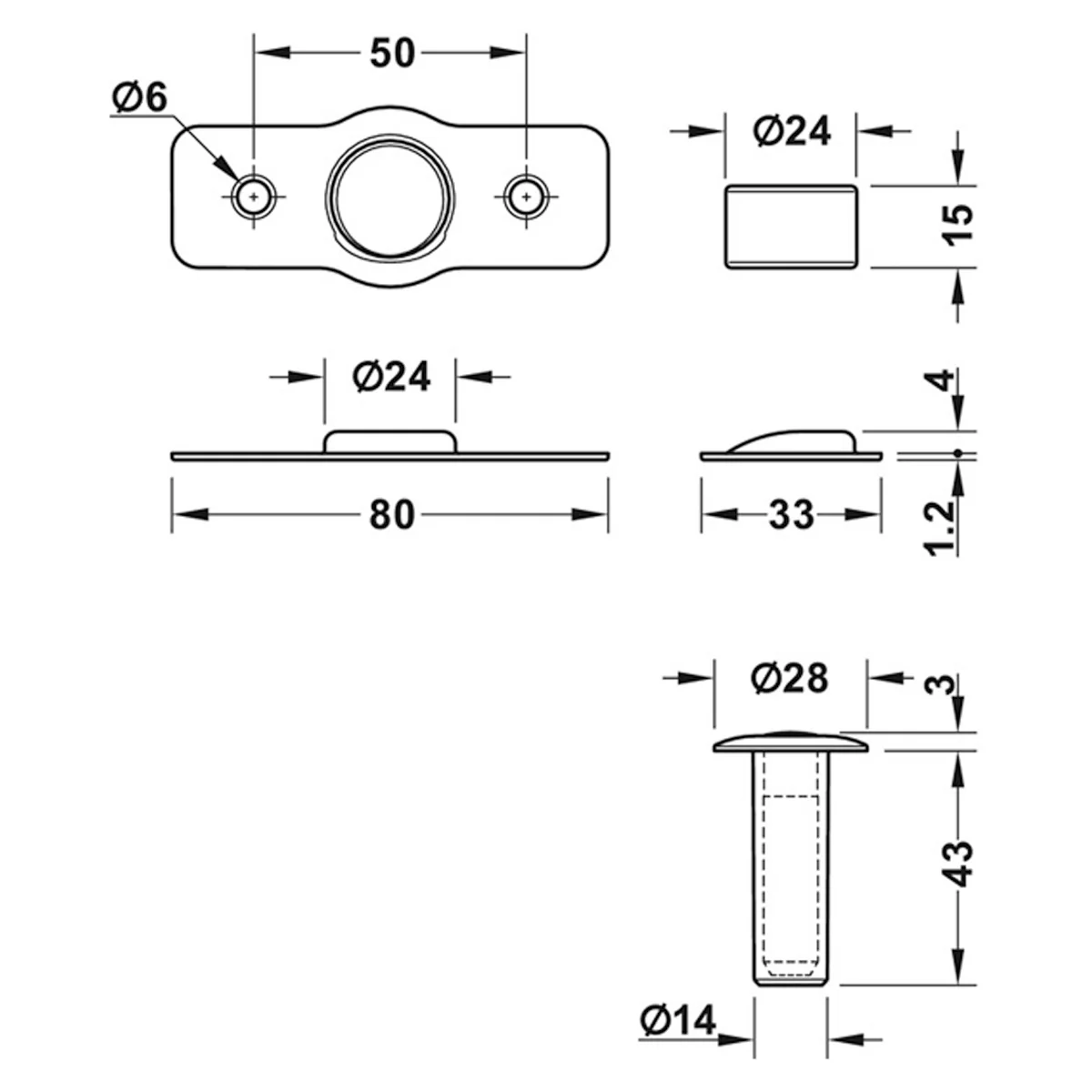 MAGNETIC DOOR STOP CNC D28x46 BCP - Image 2