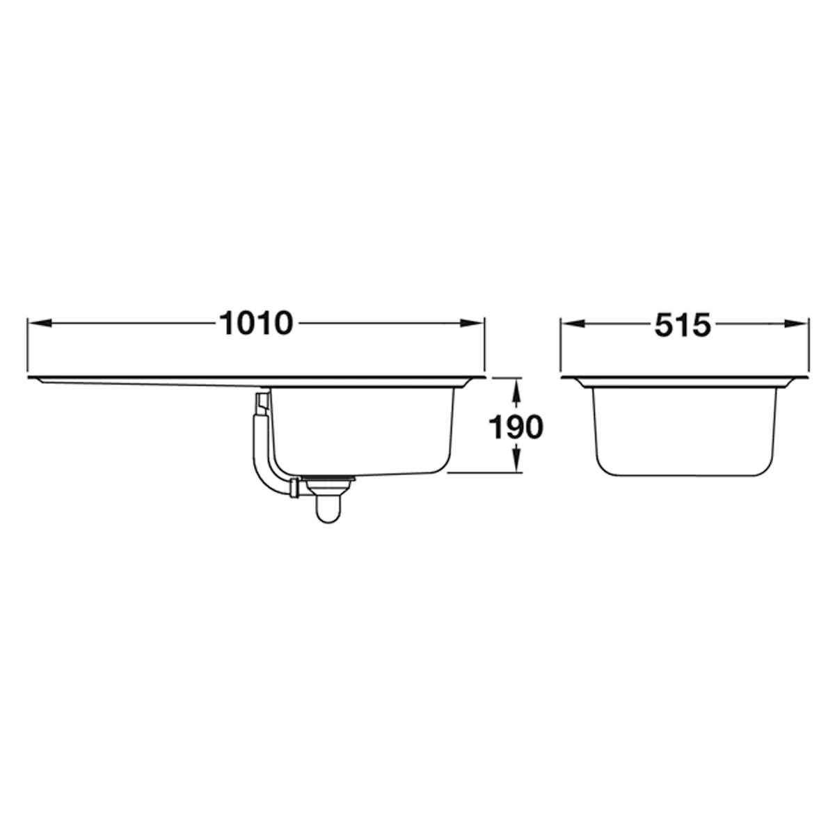 MANHAT INSET SINK 1BOWL RH BSS - Image 2