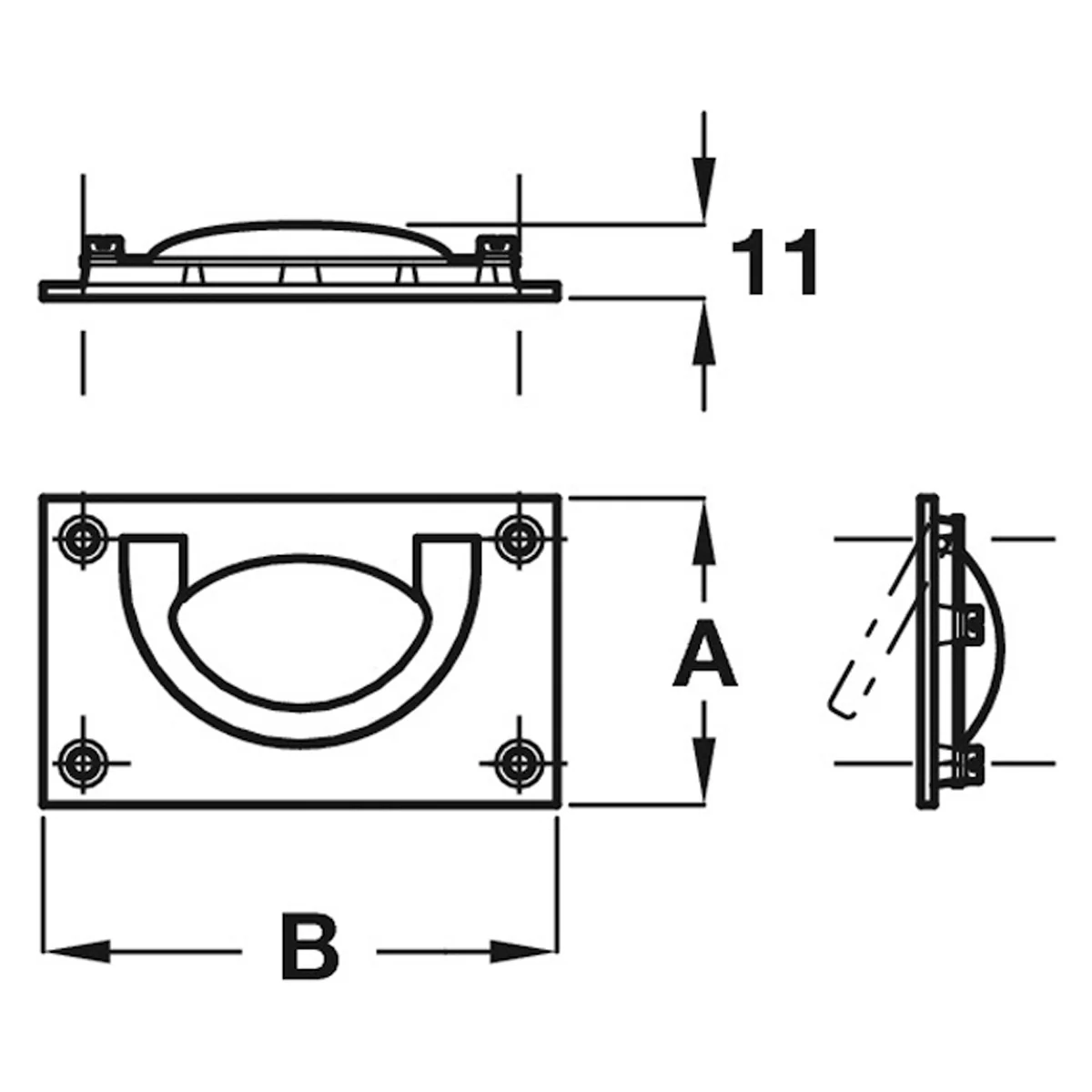 MILITARY INSET HANDLE 76x46 BR/PNI - Image 2