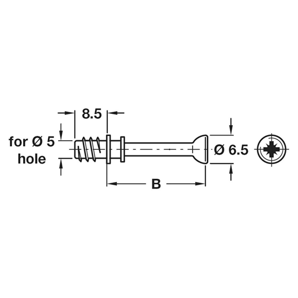 MINIFIX M100 BOLT D6.5x24 BRI x100 - Image 2