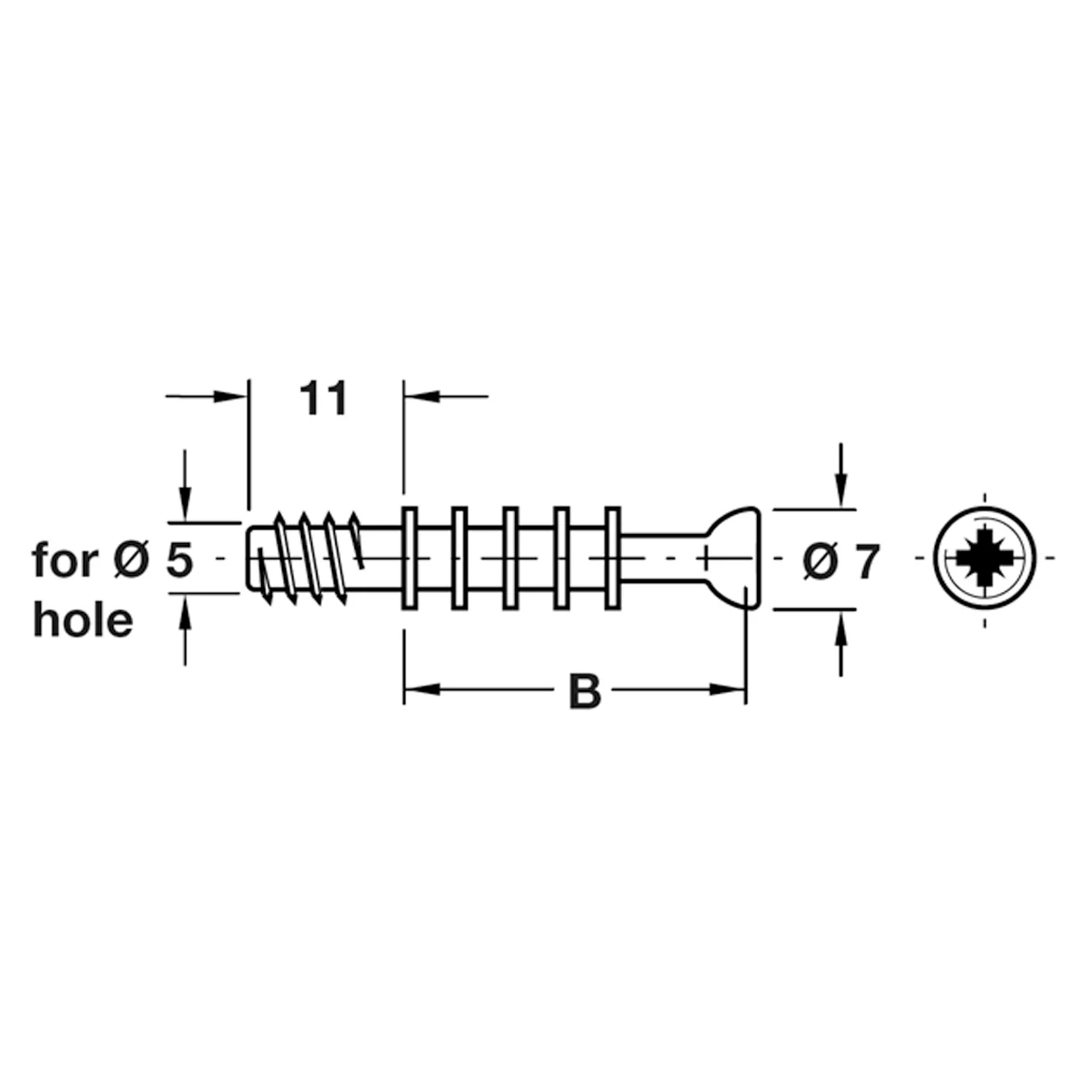 MINIFIX M200 BOLT D7.0x24 GLV x100 - Image 2