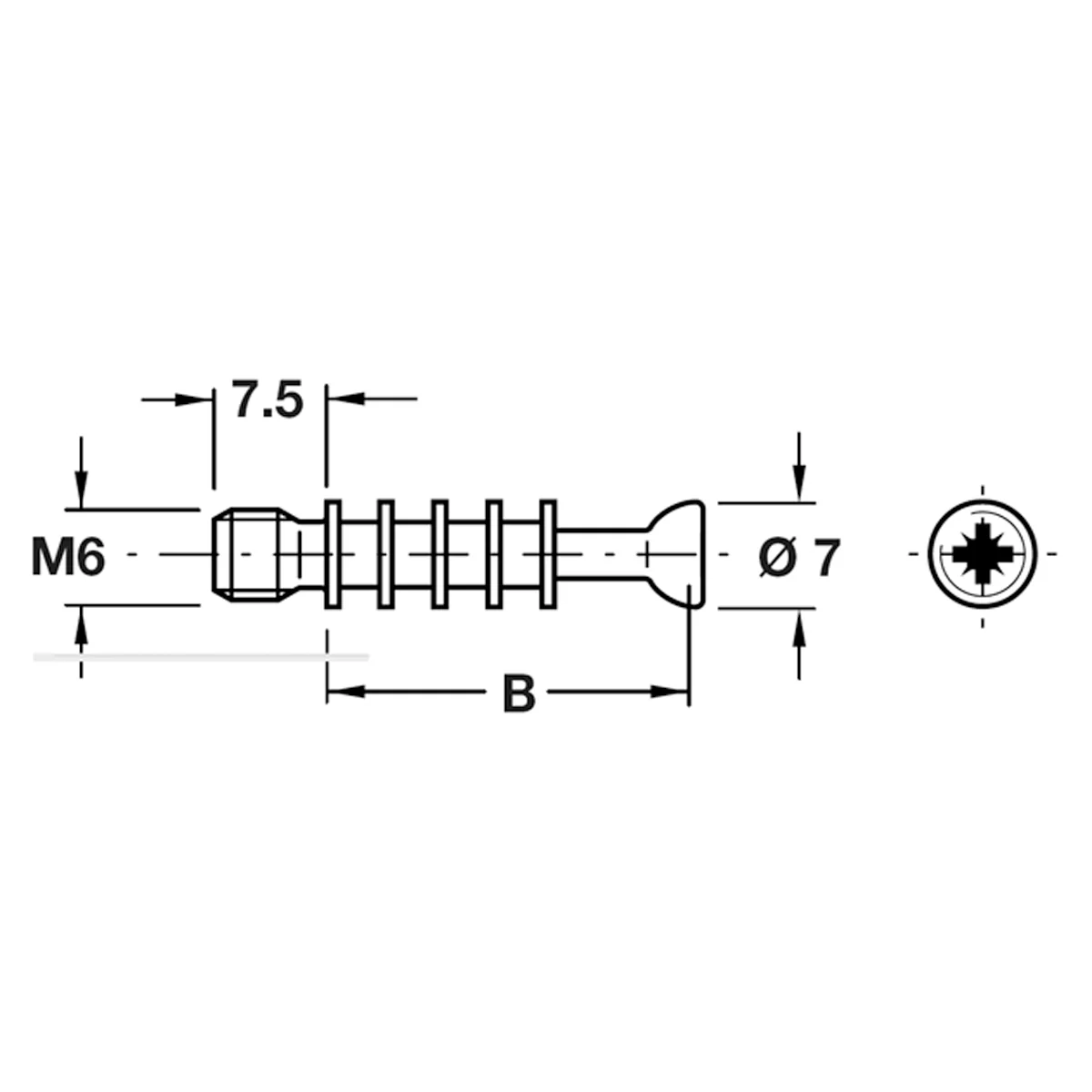MINIFIX M200 BOLT M6.0x34 GLV x100 - Image 2