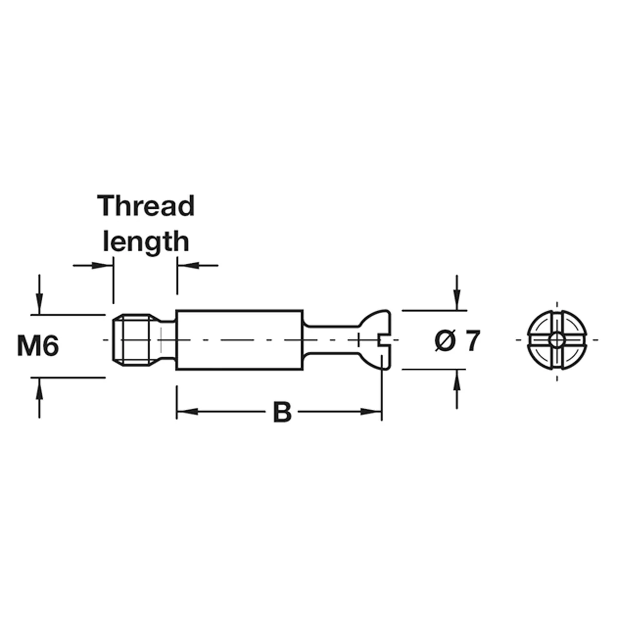 MINIFIX S100 BOLT M6x34+7.5 BRI x100 - Image 2