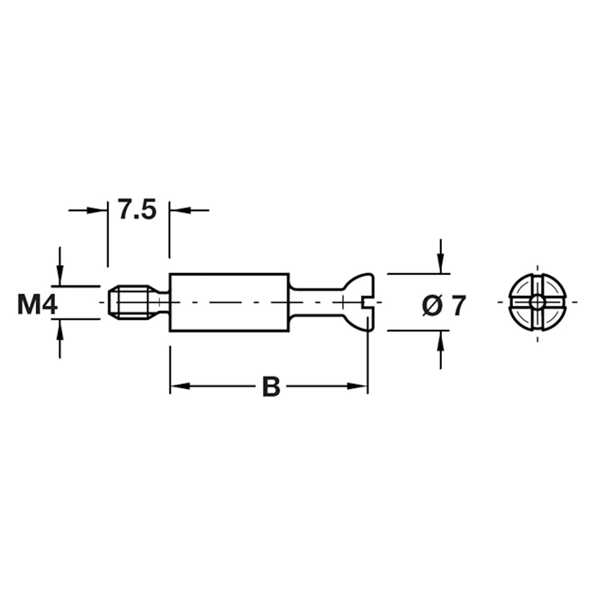 MINIFIX S100 BOLT M4x34 BRI x100 - Image 2