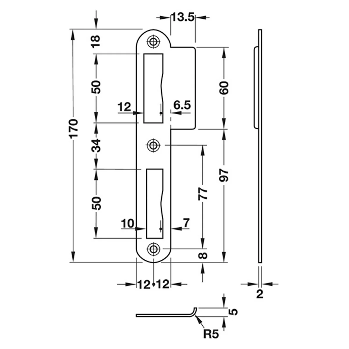 MLD LOCK STRIKE PLATE LH 170 SSS - Image 2