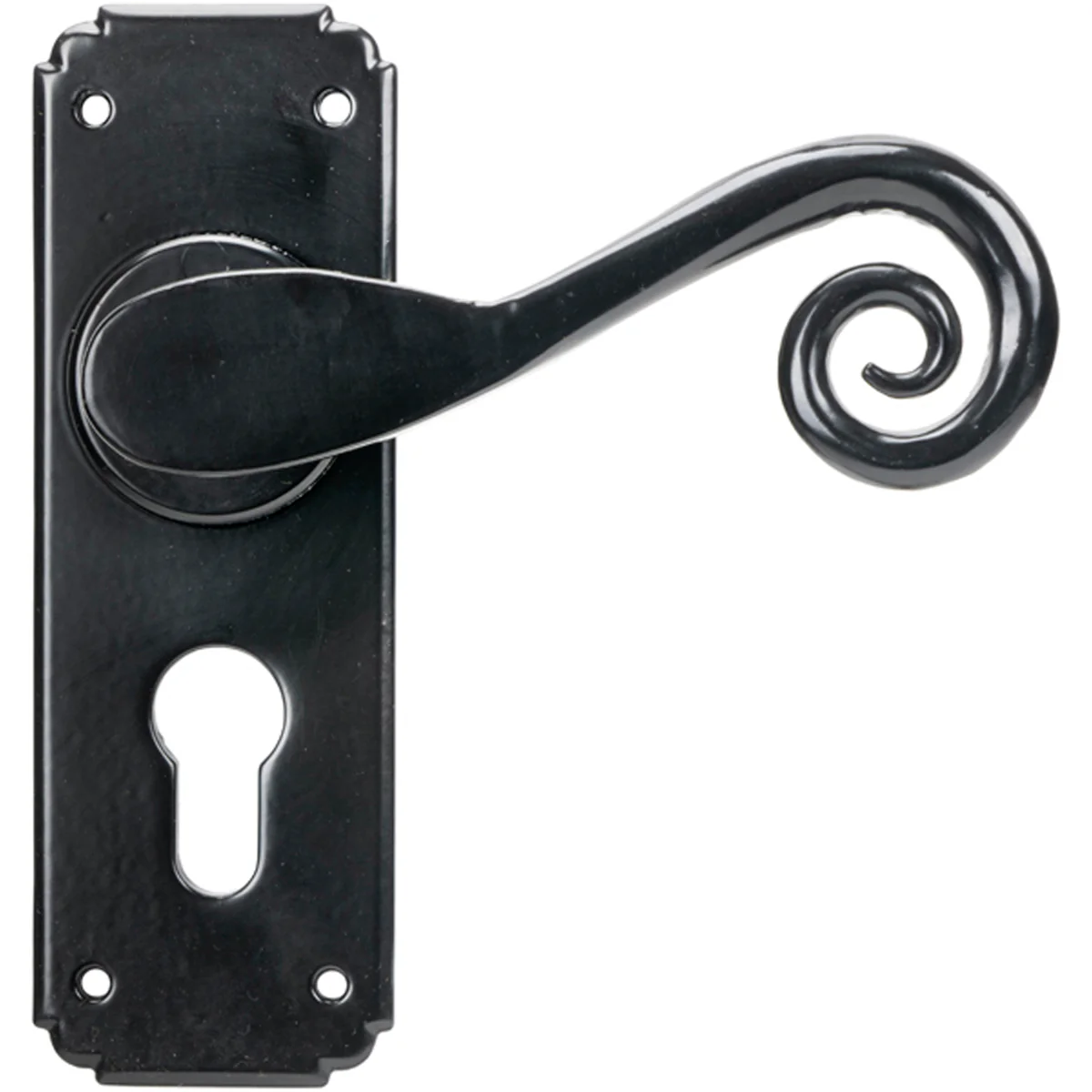 MONKEYTAIL LEVER HANDLE EURO LOCK 126x152x57 BLK