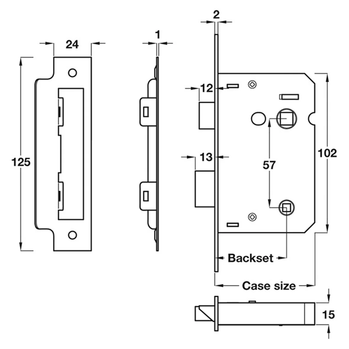 MORTICE BATH LOCK BS58 78 BRS - Image 2