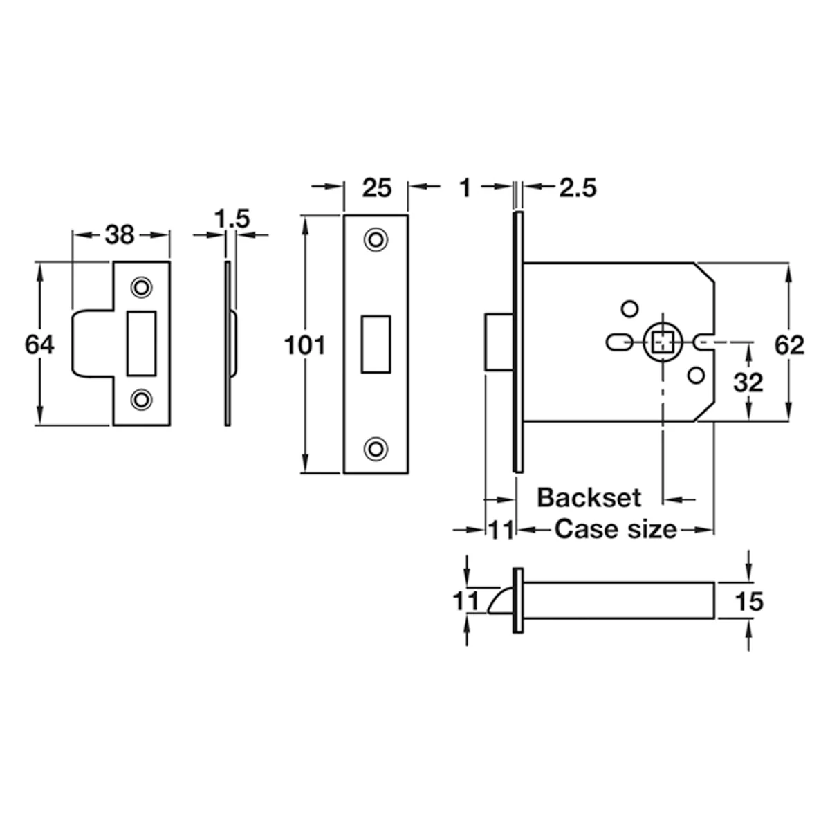 MORTICE BOX LATCH 76/57 ST/ST - Image 2