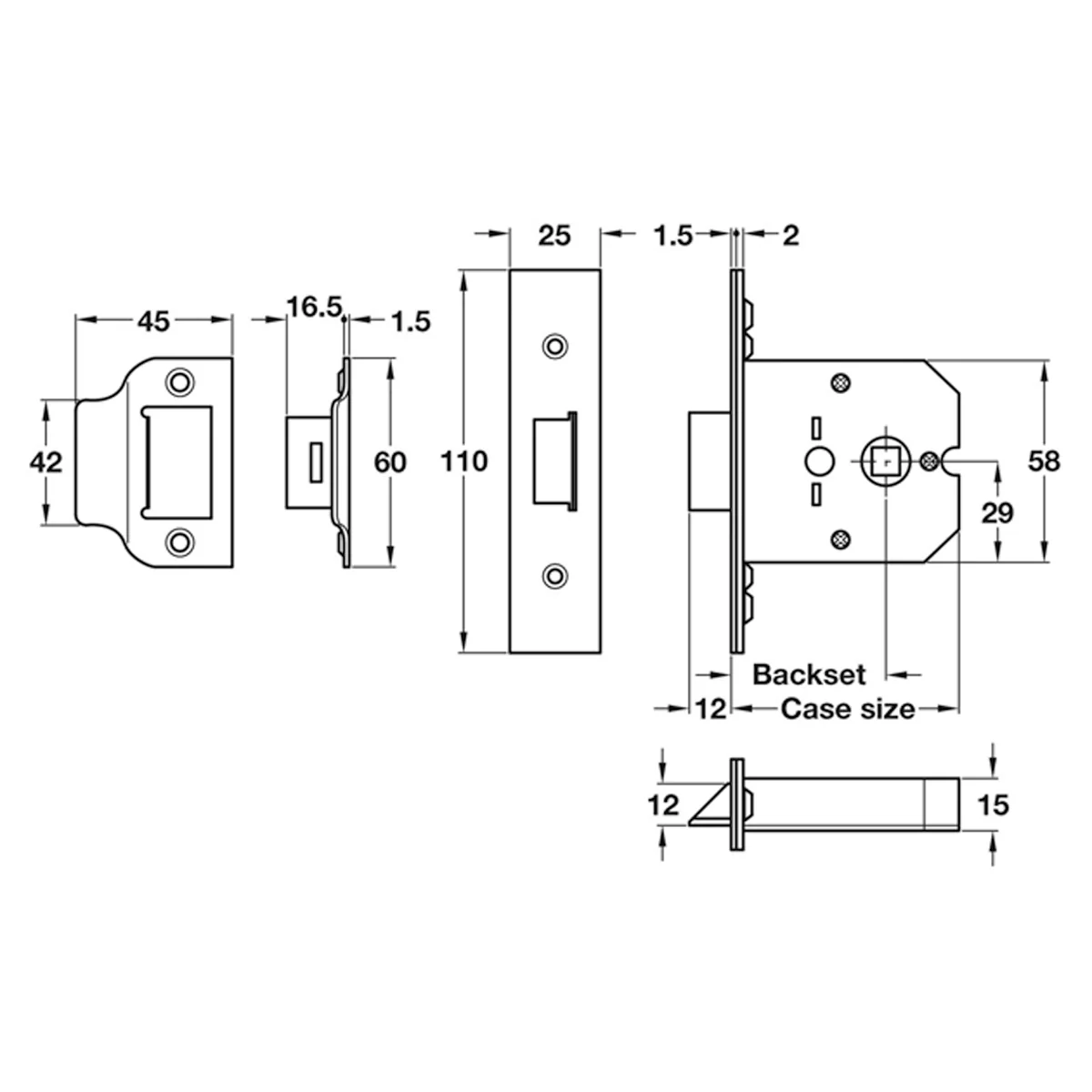 MORTICE BOX LATCH BS44 64 SCP - Image 2