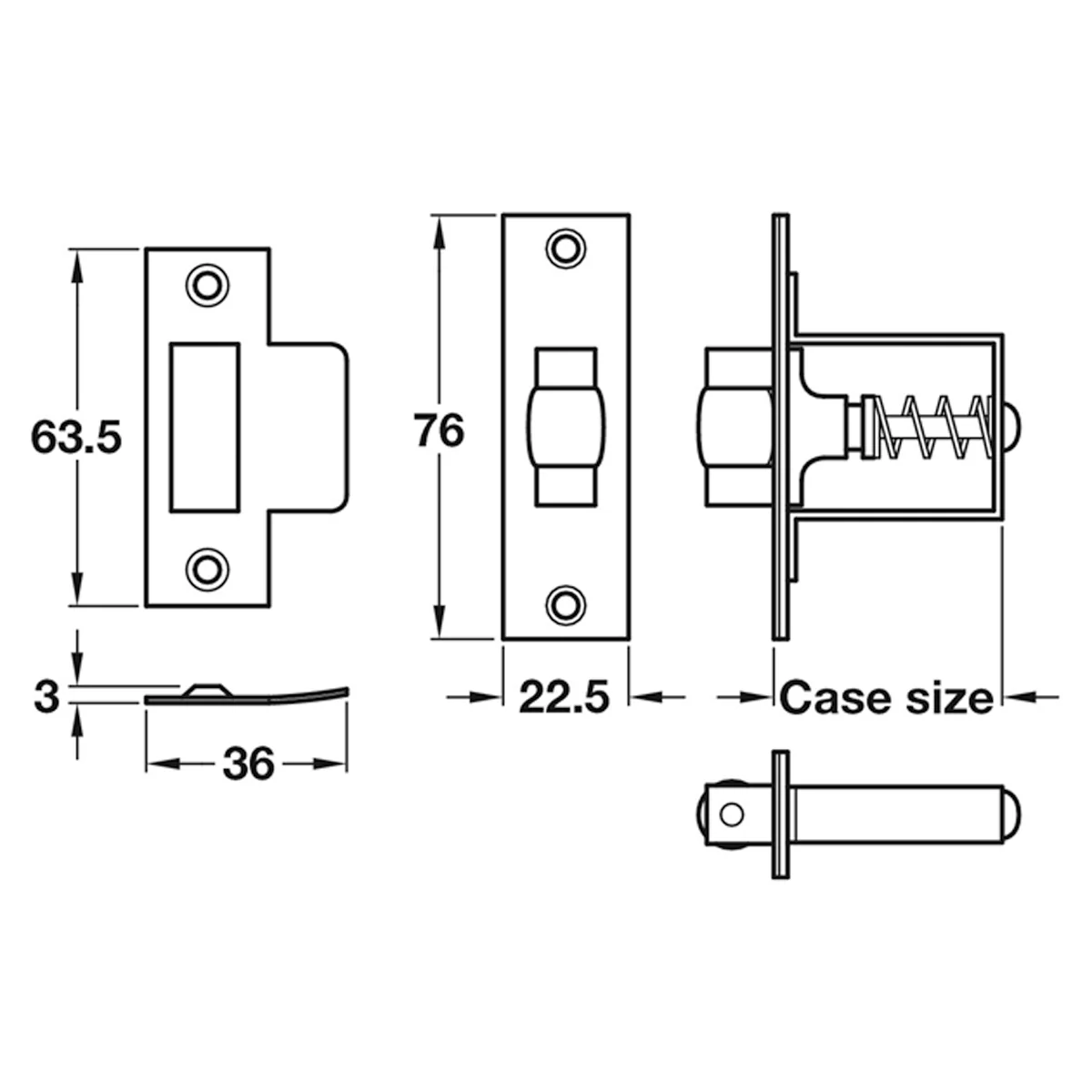 MORTICE ROLLER BOLT CATCH SD ST/EB - Image 2