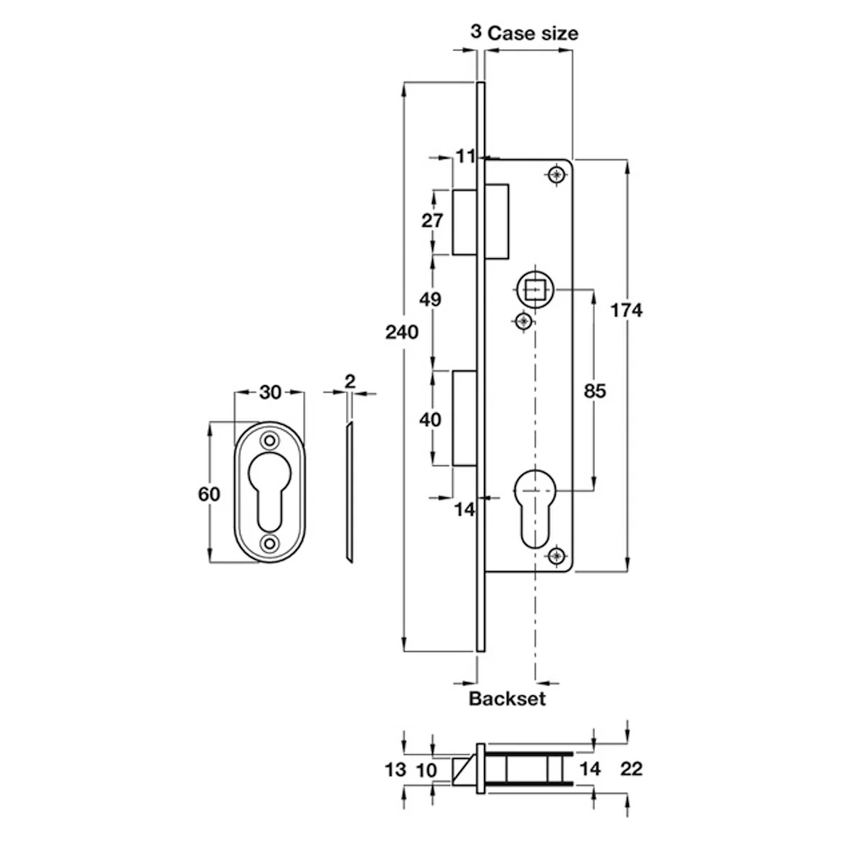 NARROW SASHLOCK CASE 36/20 ST/SAT - Image 2