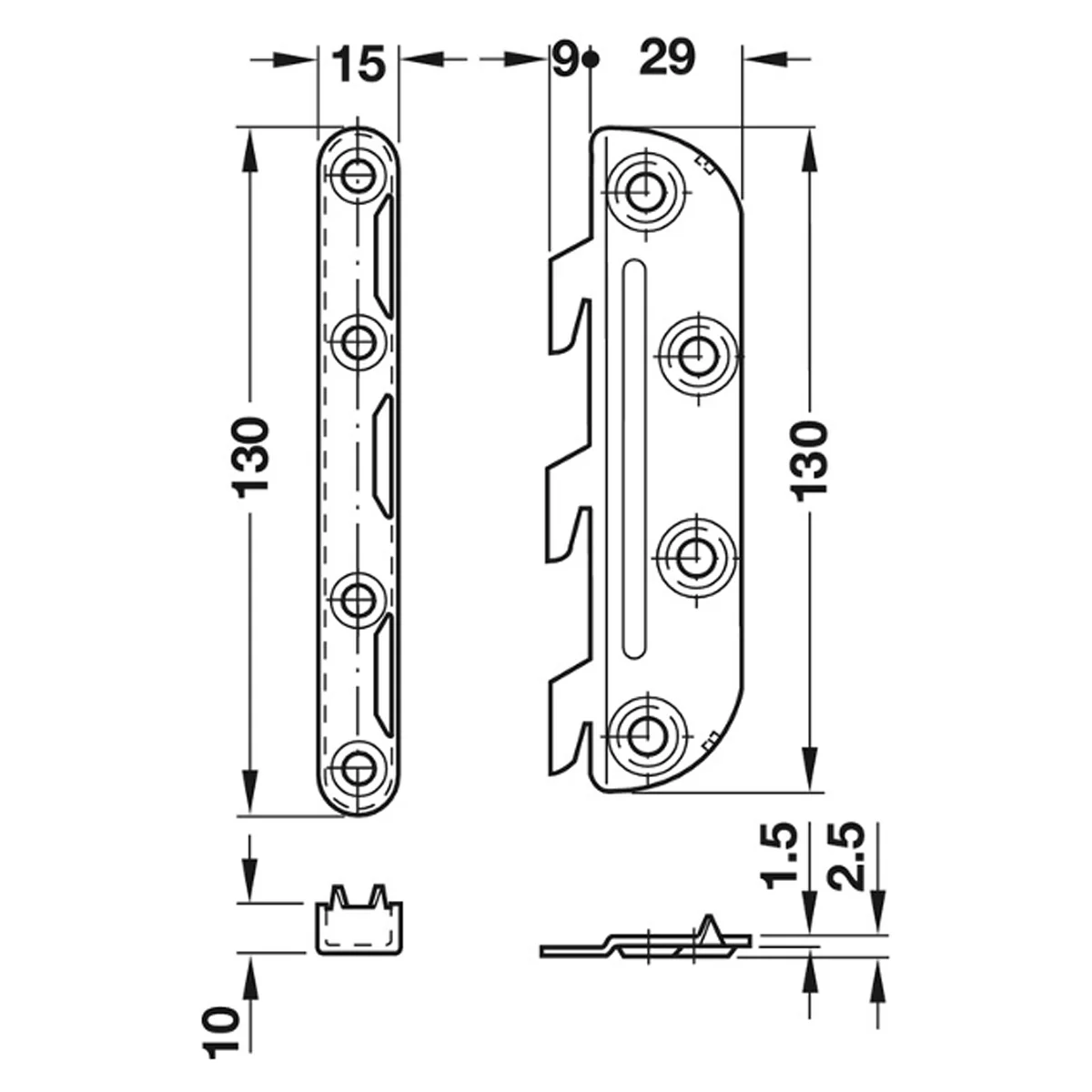 NOVAL K BED FITTING 130x29x15 ST/BG (4 PAIRS) - Image 2
