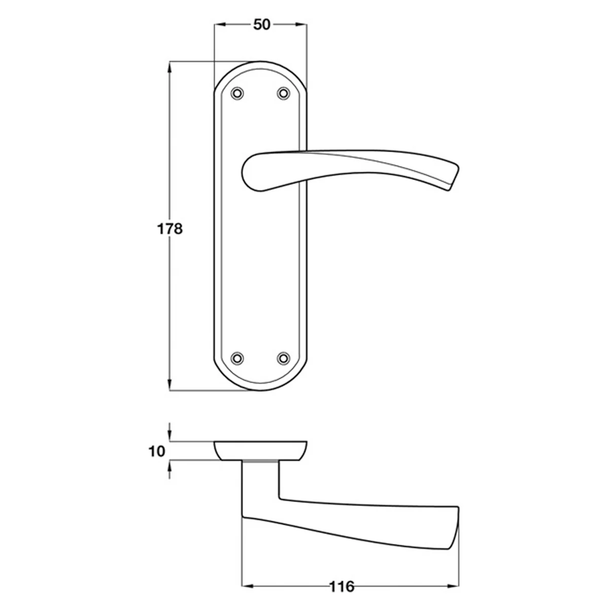 OLTON LEVER HANDLE 178x50x116 LATCH SNP - Image 2