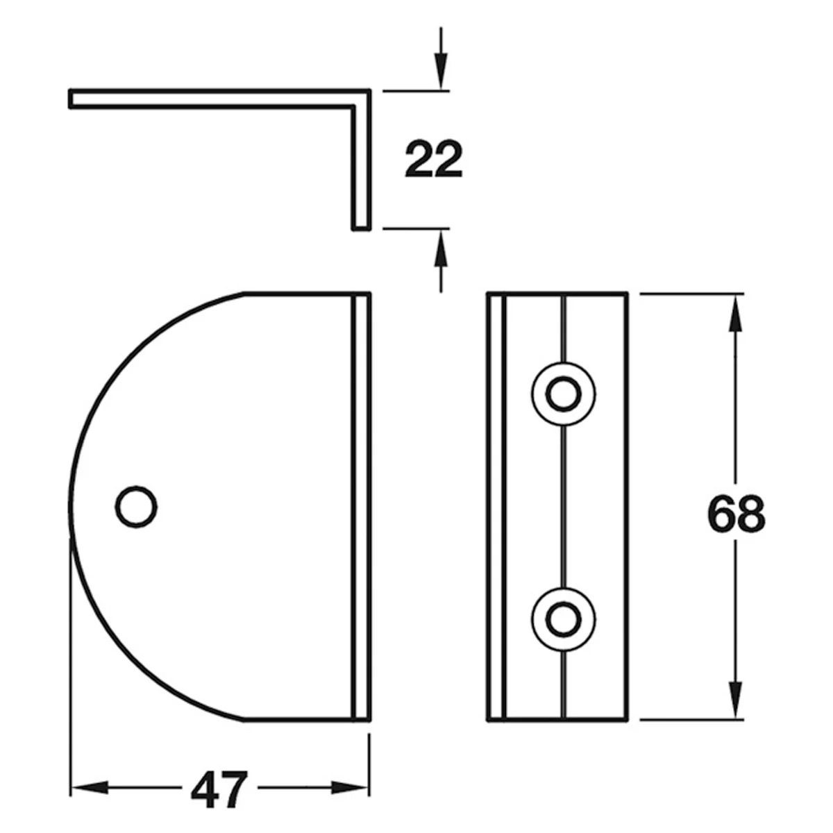 Open Sided Bracket Set 17-21mm Satin Anodised Aluminium - Image 2