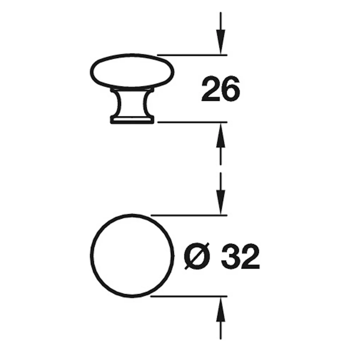 ORIEL KNOB D32x26xD15 ZA/STST - Image 2