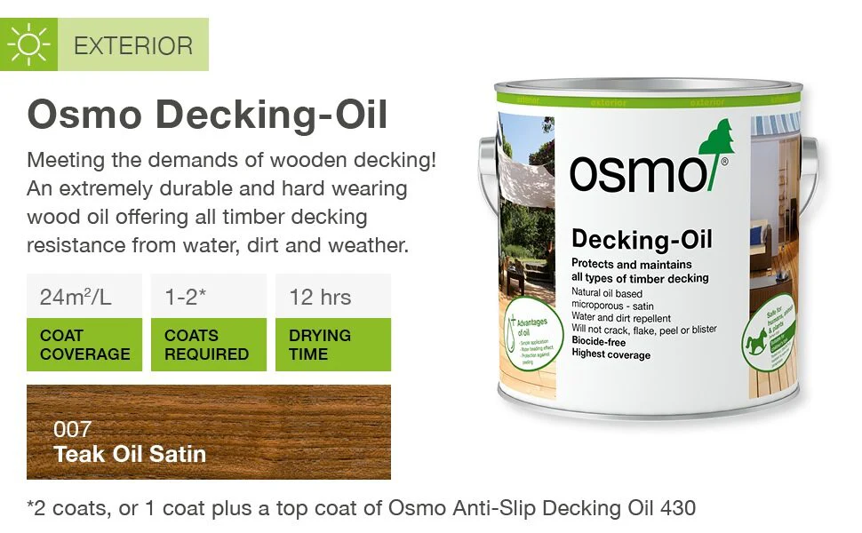 Osmo Teak Oil 007 Decking Oil 2.5L – Clear - Image 3
