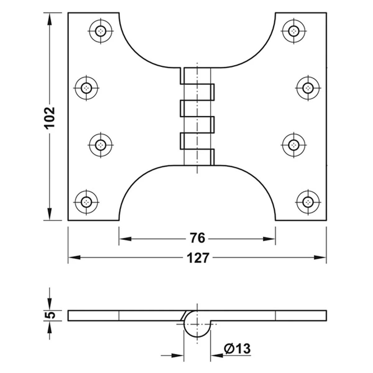 PARLIAMENT HINGE 127x102 BRS/POL - Image 2