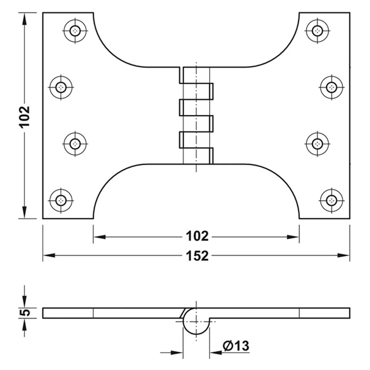 PARLIAMENT HINGE 152x102 BRS/SCP - Image 2