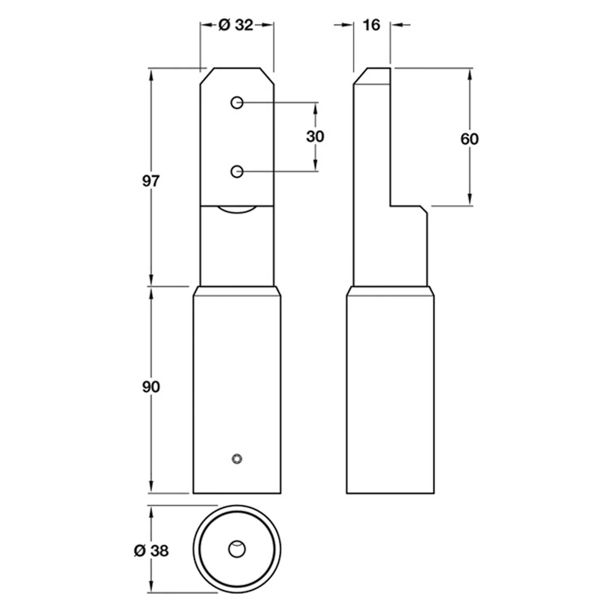 Partition Support Leg Adjustable 17-21mm Satin Anodised Aluminium - Image 2