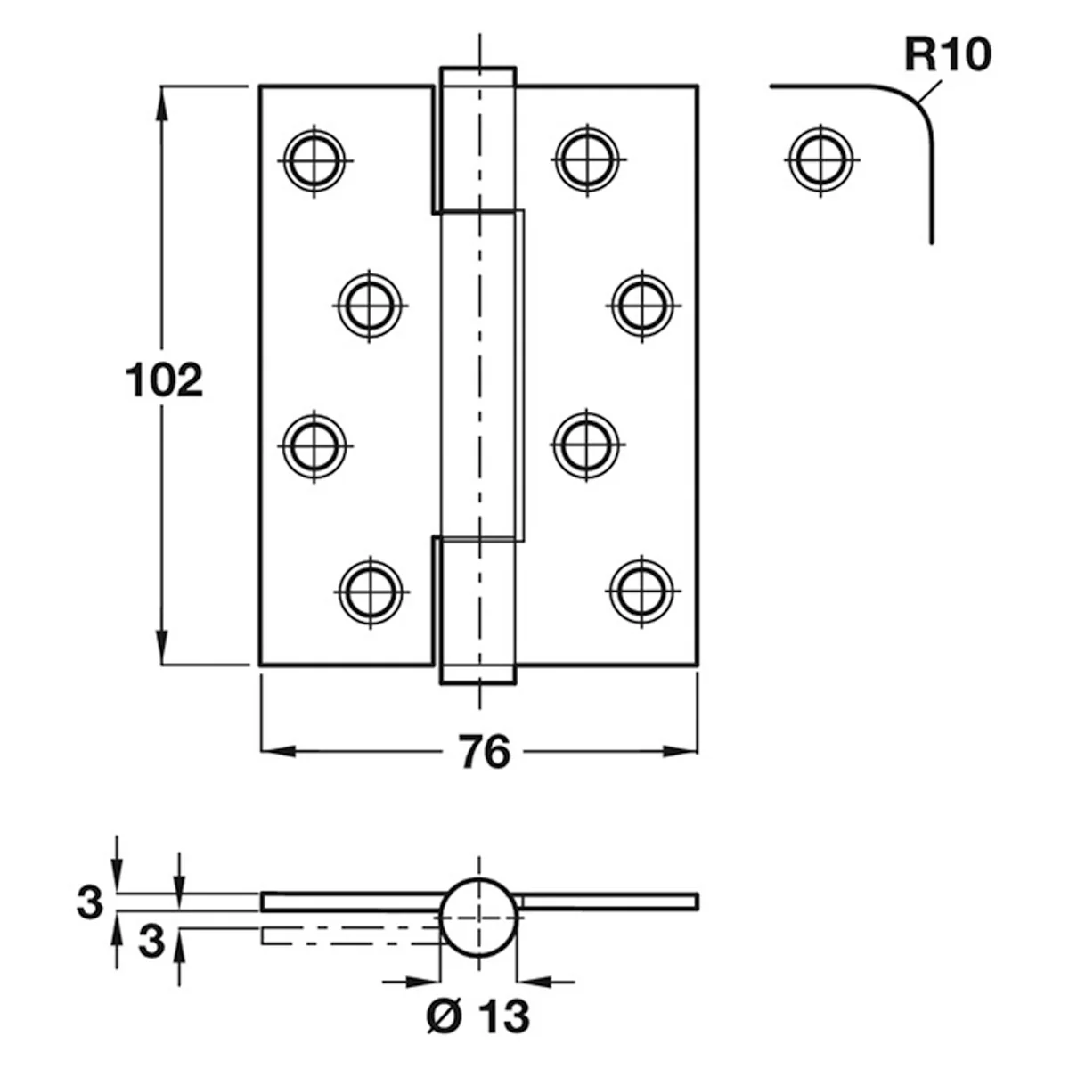 PHOENIX BUTT HINGE 76x102 RAD PSS - Image 2