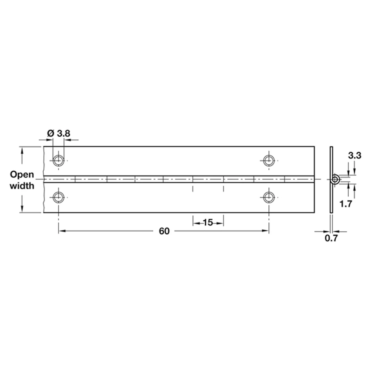 PIANO HINGE 32x1840-1850 ST/BRS - Image 2