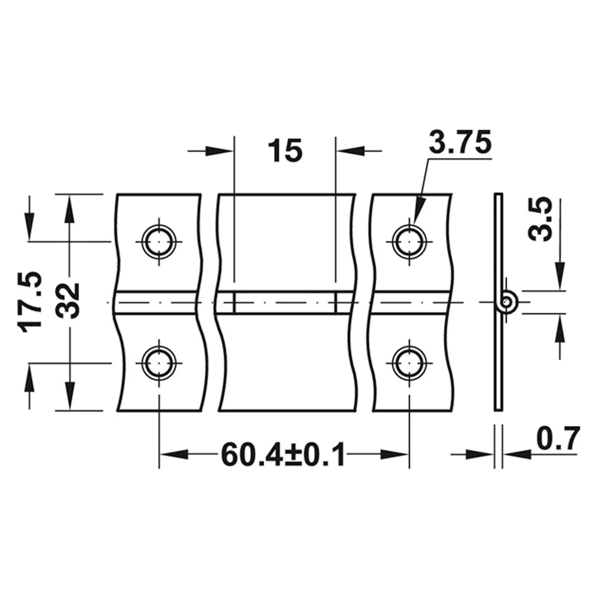 PIANO HINGE STR ROLL 32x3500 ST/BRI - Image 2