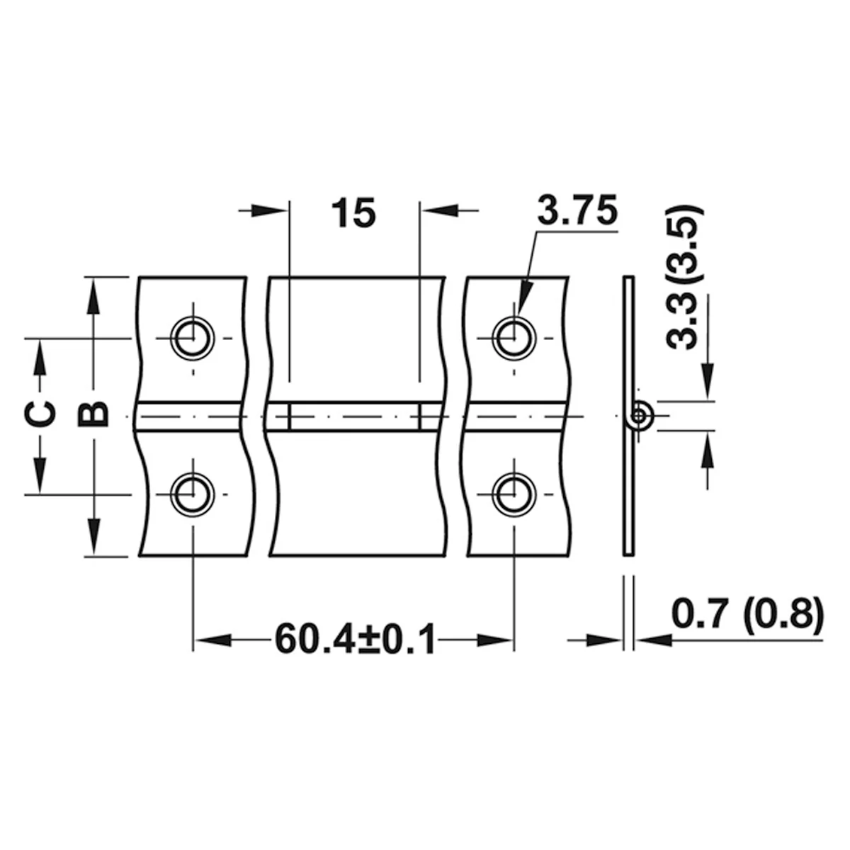 PIANO HINGE STR ROLL 32x3500 ST/BRS - Image 2