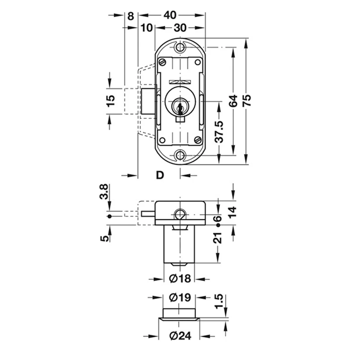 PICCOLO-NOVA LOCK CASE BS15 RH RND - Image 2
