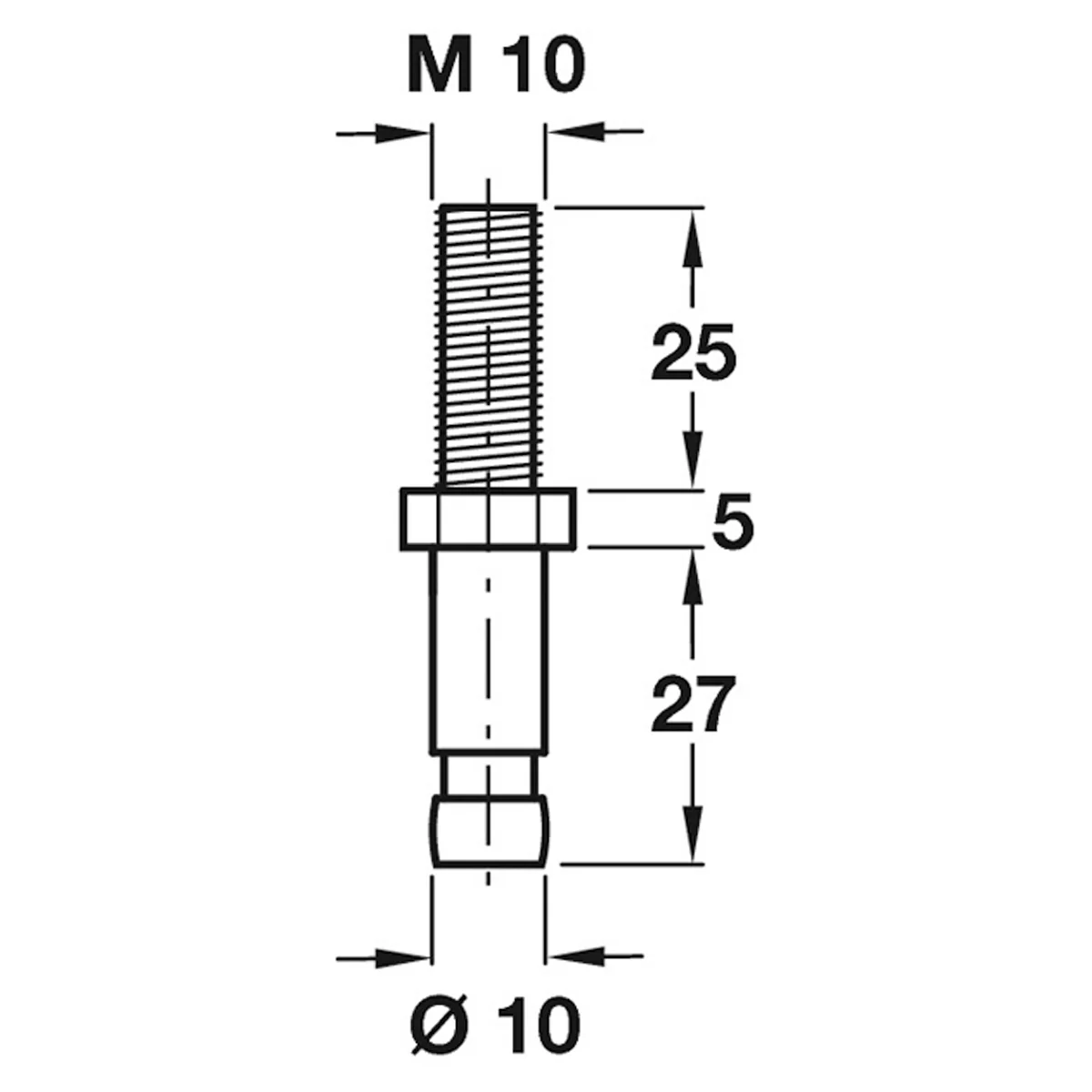 PIN+M10 THREAD D10x58 ST/GLV - Image 2