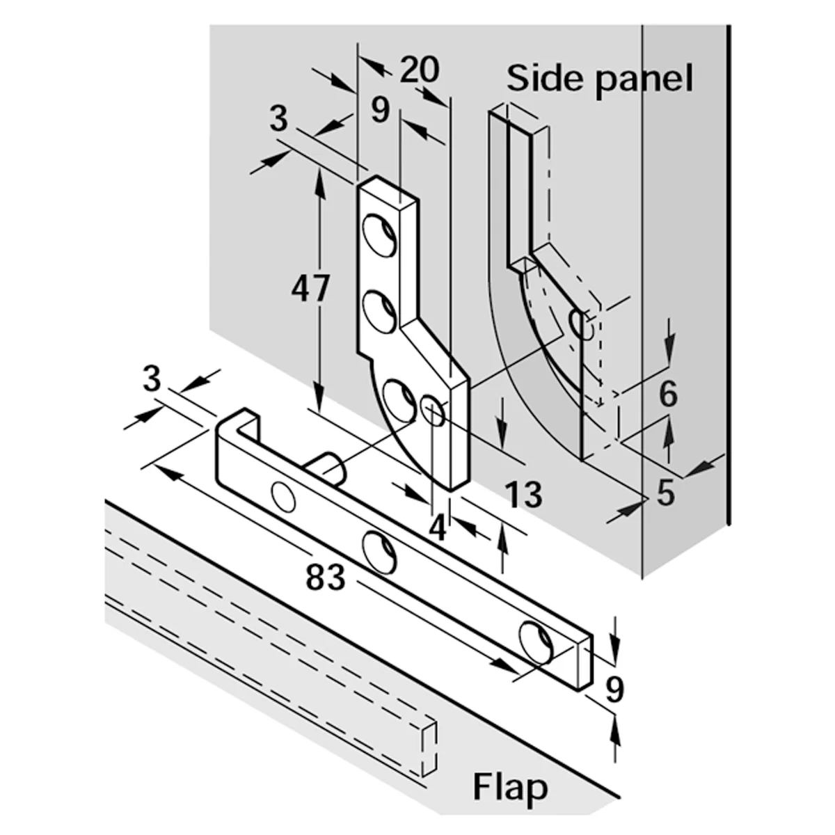 PIVOT HINGE FOR DESK 90deg 80 PBR - Image 2