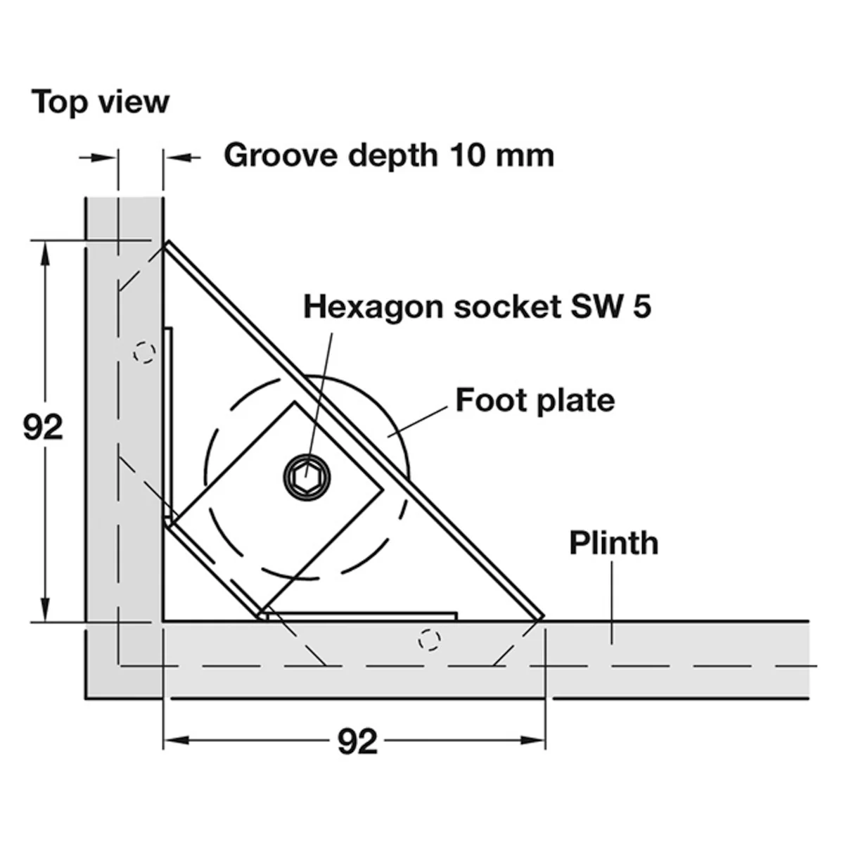 PLINTH ADJ+BRKT D30x75 ST/GALV - Image 2