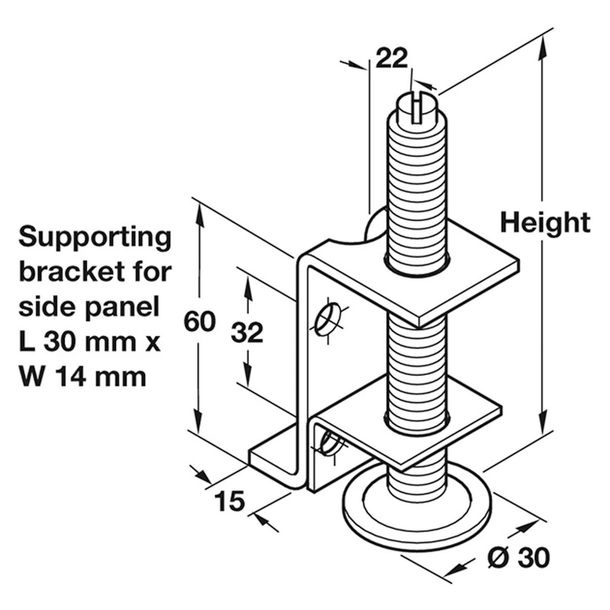PLINTH ADJ SCR M10 D30x100 ST/GLV - Image 2