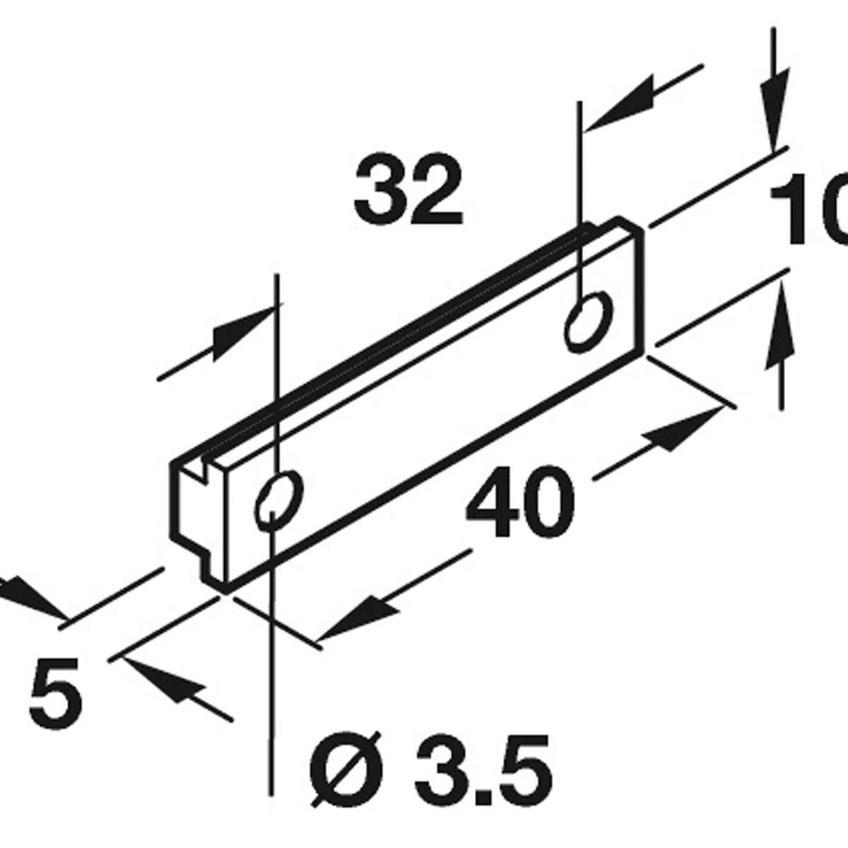 PLINTH BRACKET 40x10x5 PL/WHI - Image 2