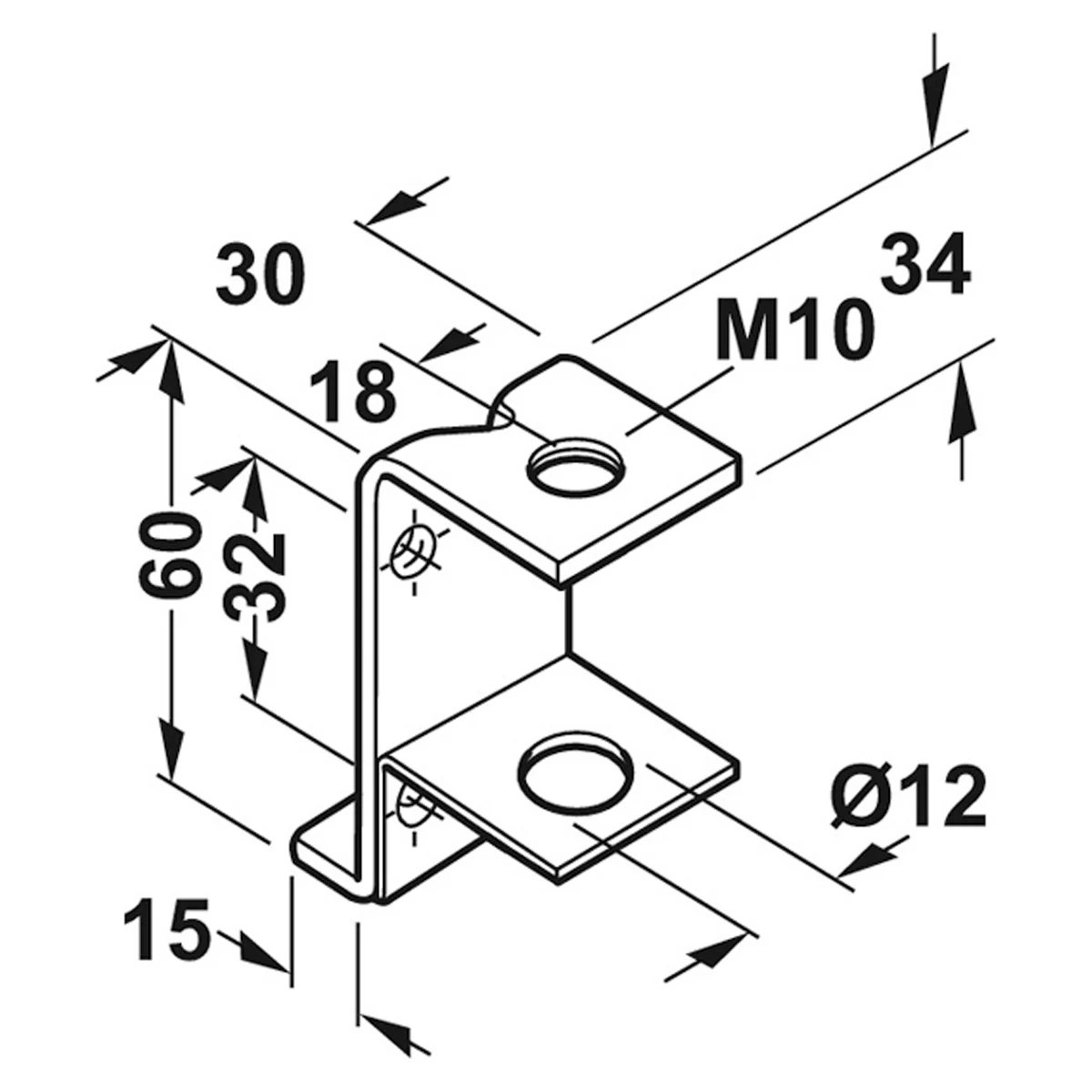 PLINTH BRACKET SCR M10 45x30x60 ST - Image 2