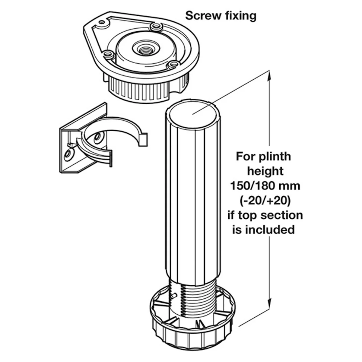 PLINTH FEET SET 180 SCREW PL/BLKx1 - Image 2