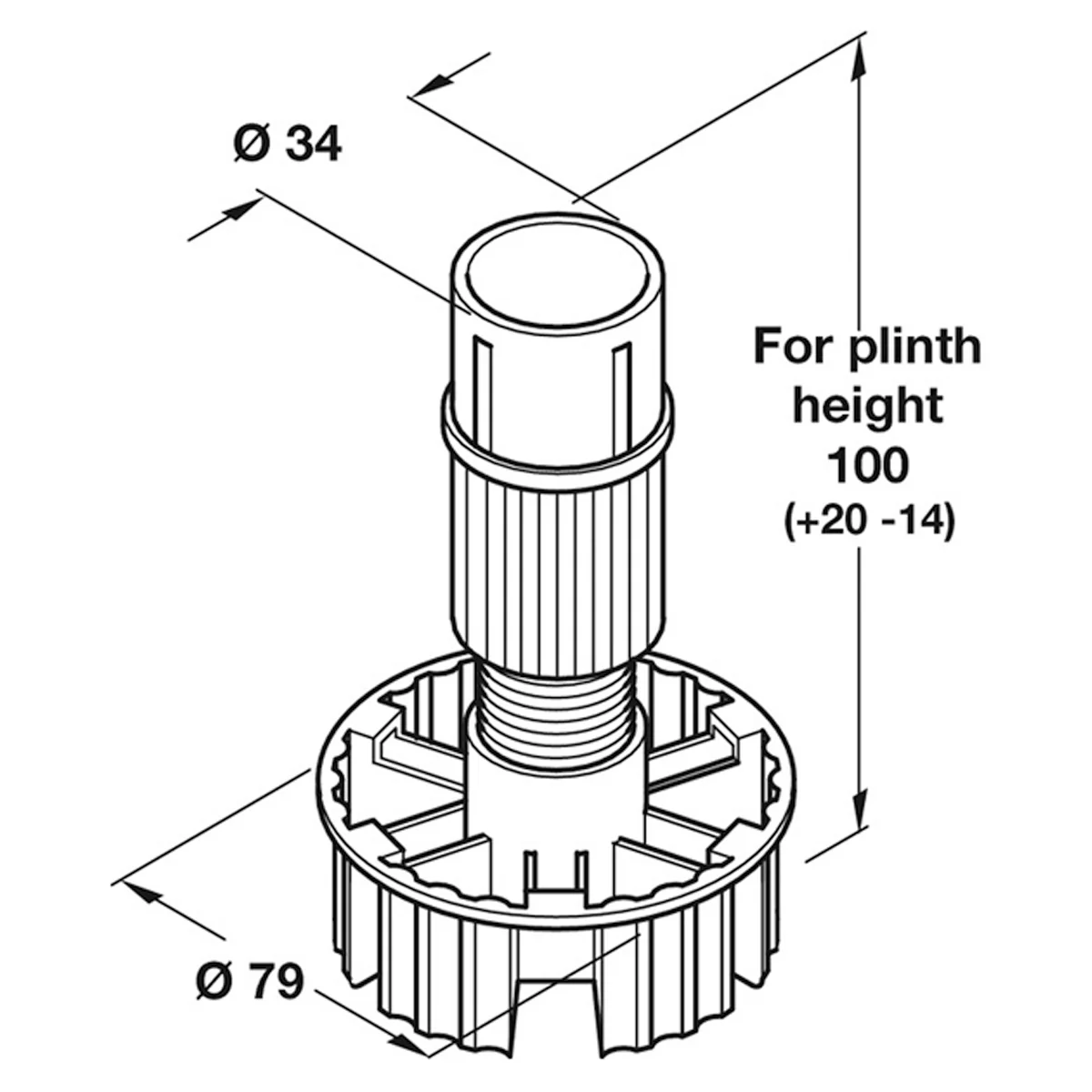 PLINTH FOOT+SHAFT SECTION 34ADJ 100 - Image 2