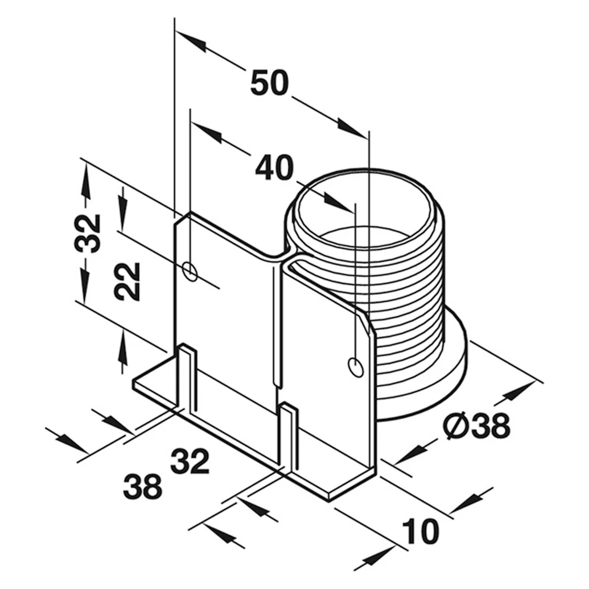 PLINTH HEIGHT ADJUSTER 150KG D38x10 - Image 2