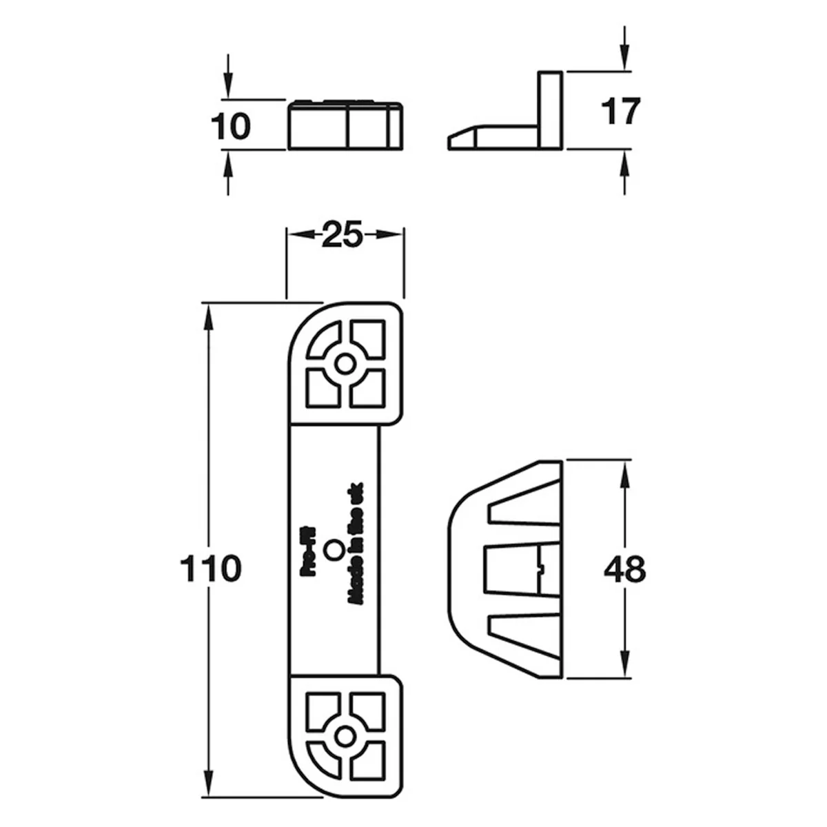 PRO-FIT PLINTH LOCK 110x25x10 BLKx6 - Image 2