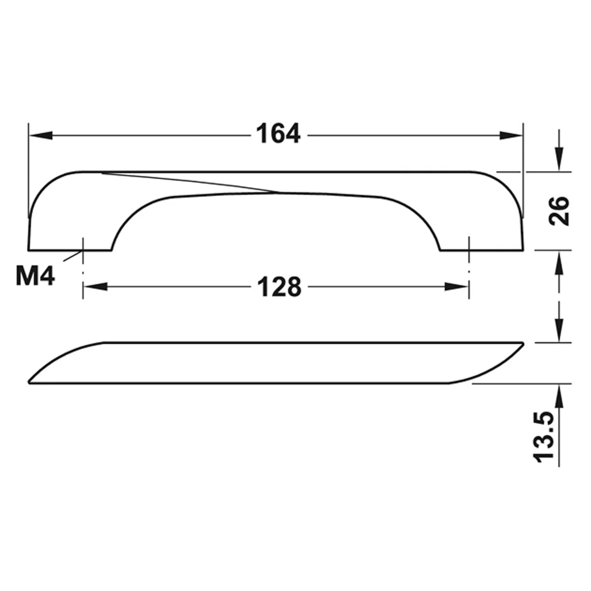 PULL HANDLE 128HC 164x15x26 ZA/MNI - Image 2
