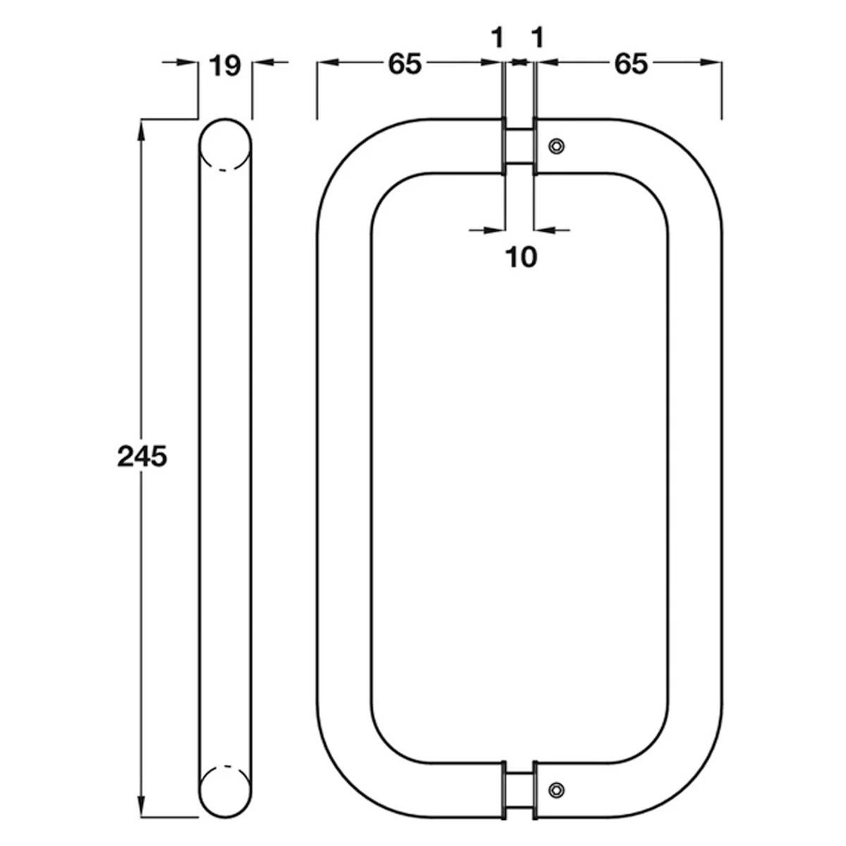 PULL HANDLE BTB 225HC D19x65 304SSS - Image 2