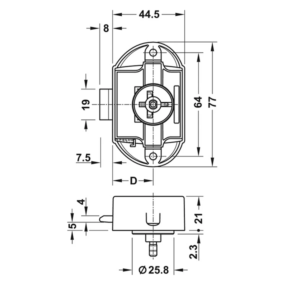 PUSH BUTTON RIM LOCK BS25 77x45 BRN - Image 2