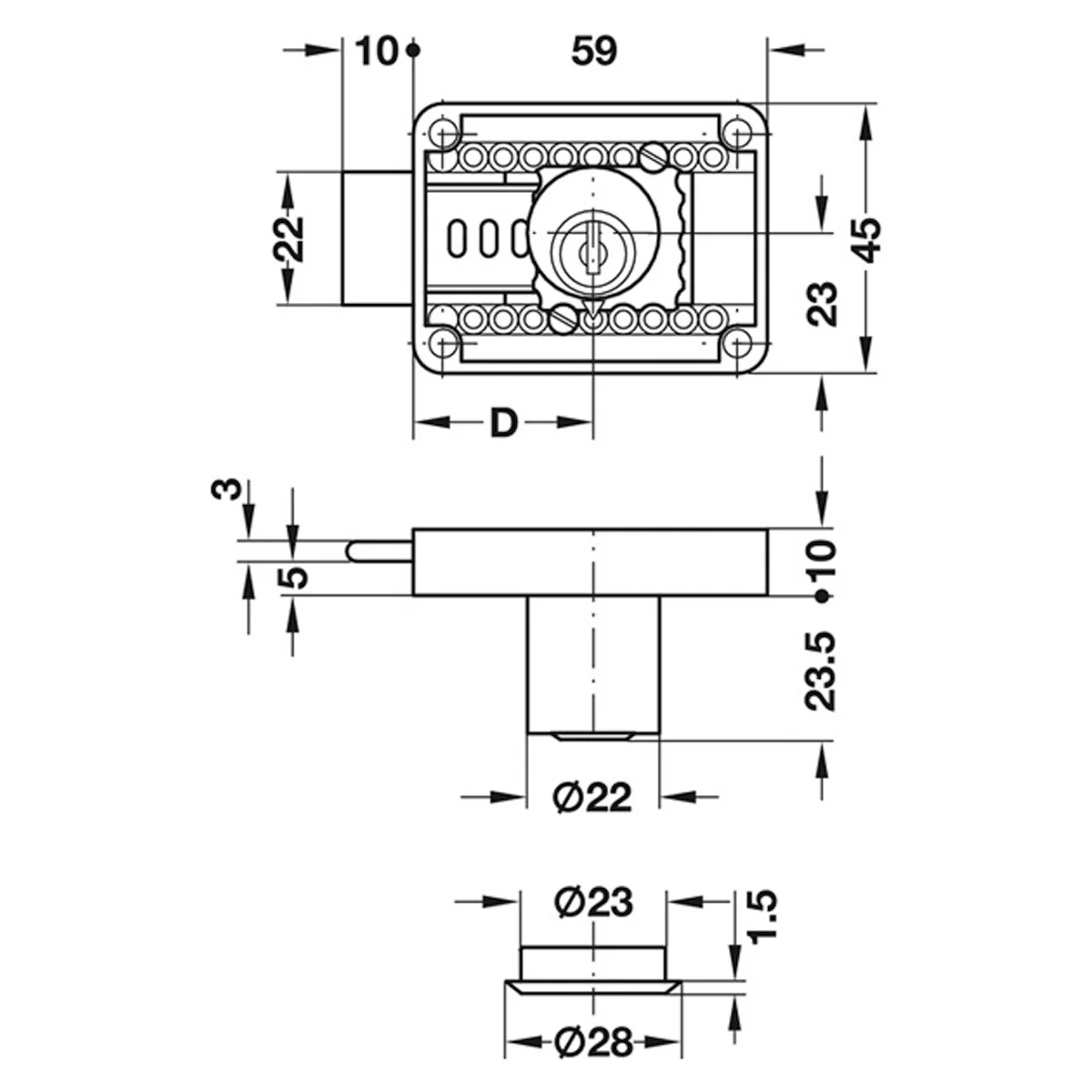 RIM LOCK ADJ BACKSET RANDOM ZA/NP - Image 2
