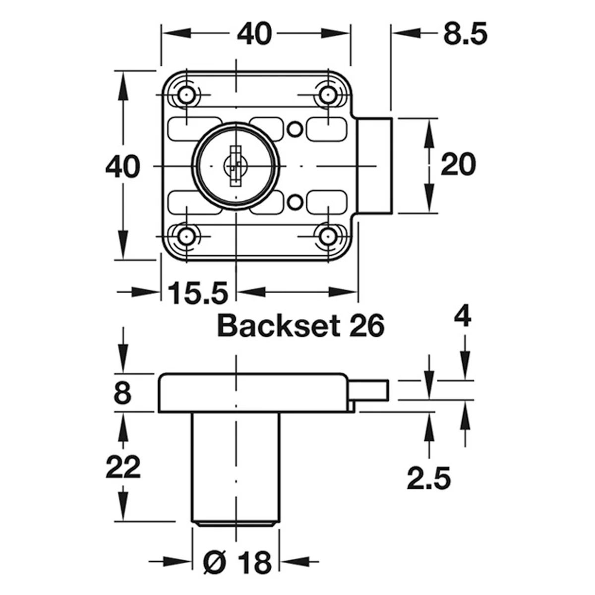 RIM LOCK CYL D18 F1 LH ZA/MNP - Image 2