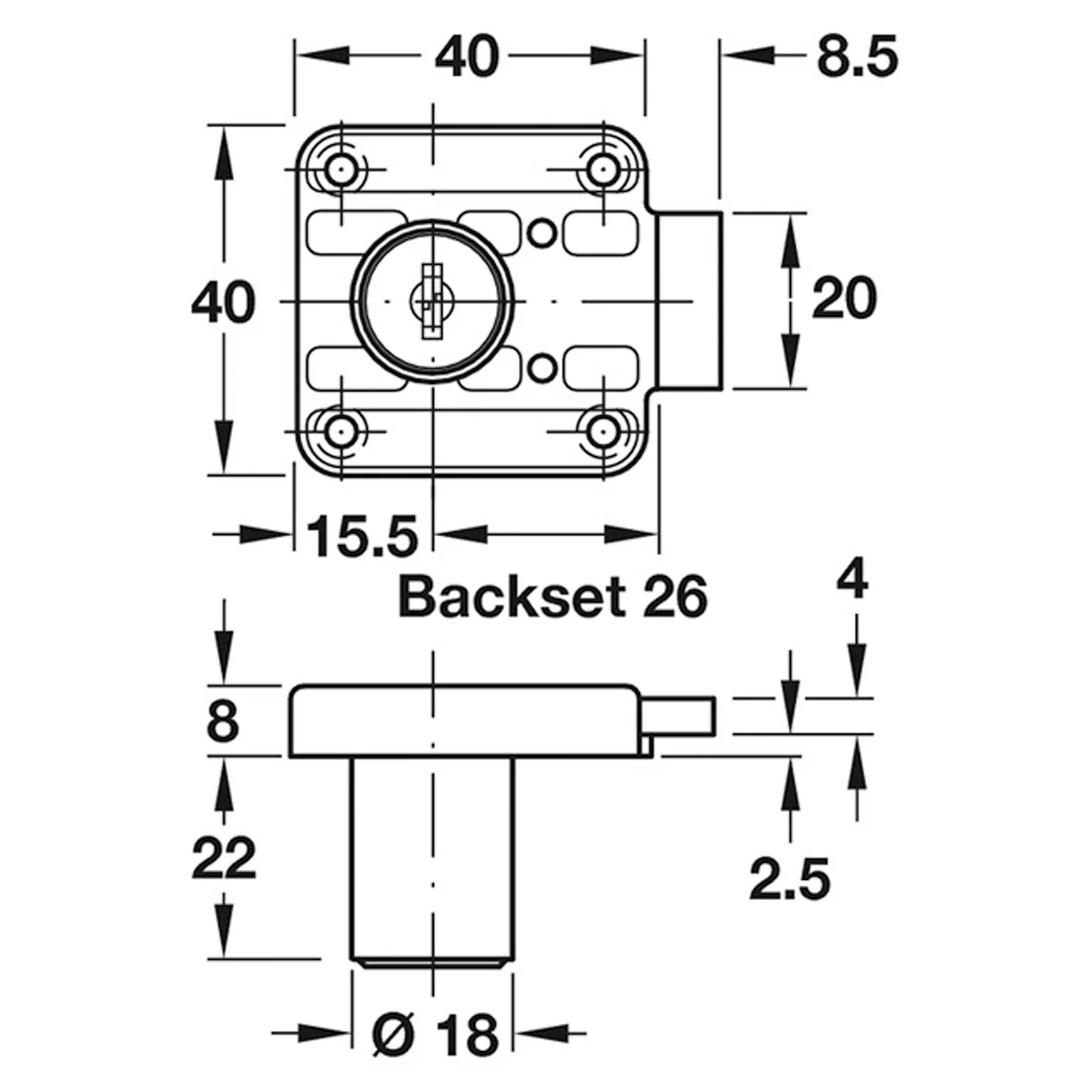 RIM LOCK CYL D18 RANDOM RH ZA/MNP - Image 2