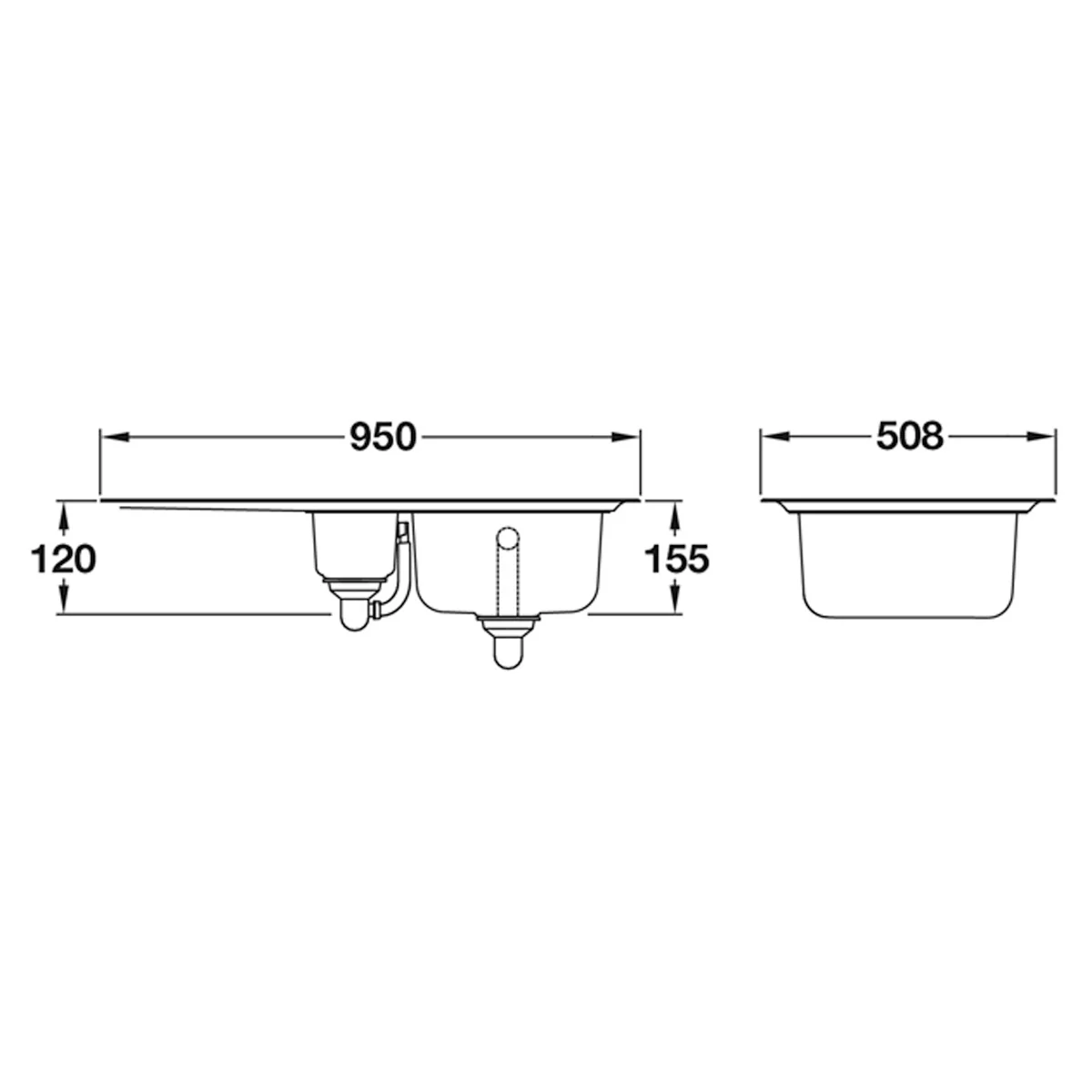 RMASTER GLENDALE 1½SINK 950x508x155 - Image 2