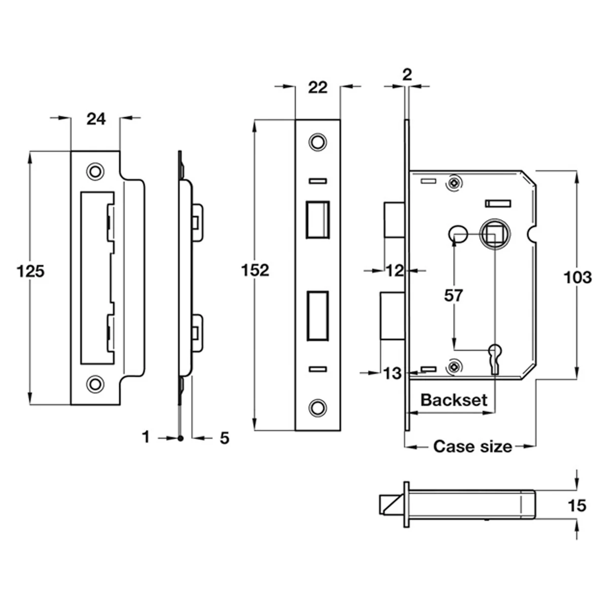 SASHLOCK MORTICE 3LVR BS45 65 BRS - Image 2