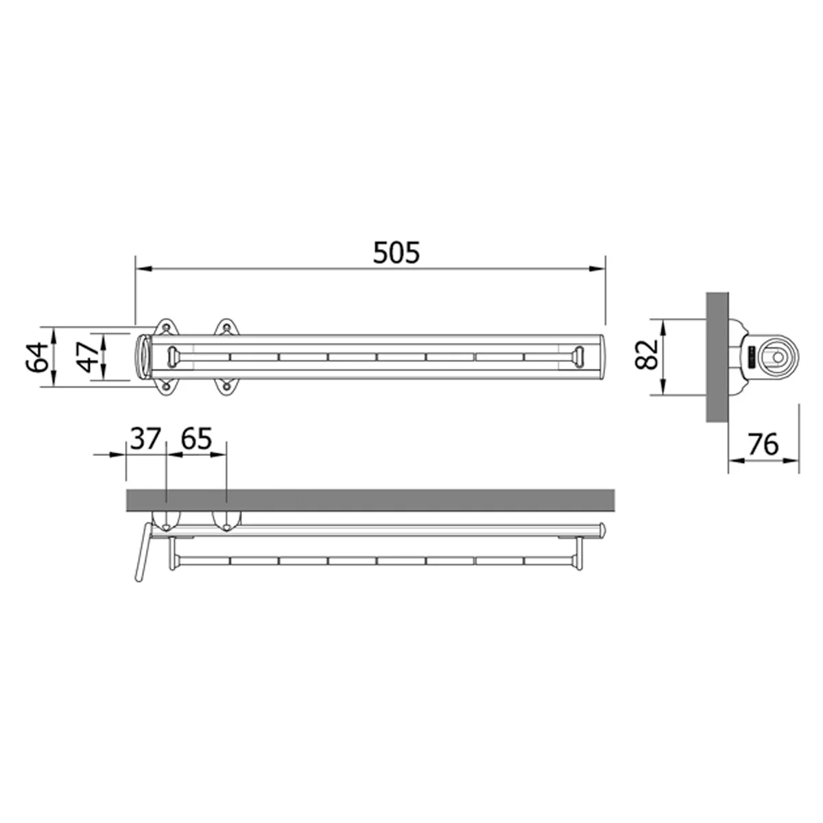 SCARF RACK 8HOOK PULL 64x76x505 WHI - Image 2